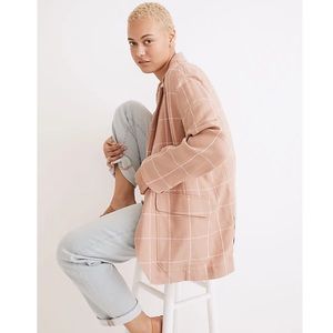 Madewell Breezewoven Larsen Blazer in Windowpane color sandstone